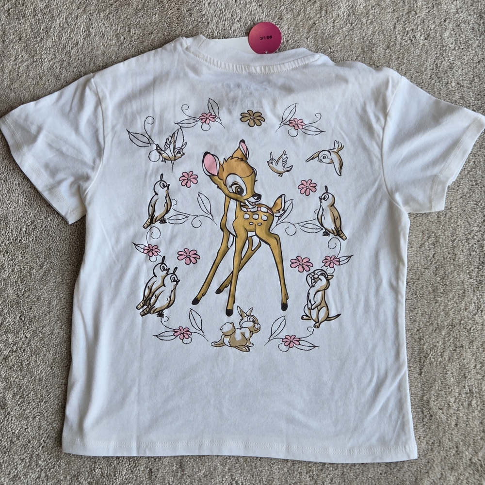 Disney White Bambi Graphic Tee Girs Xs 4 5 NWT